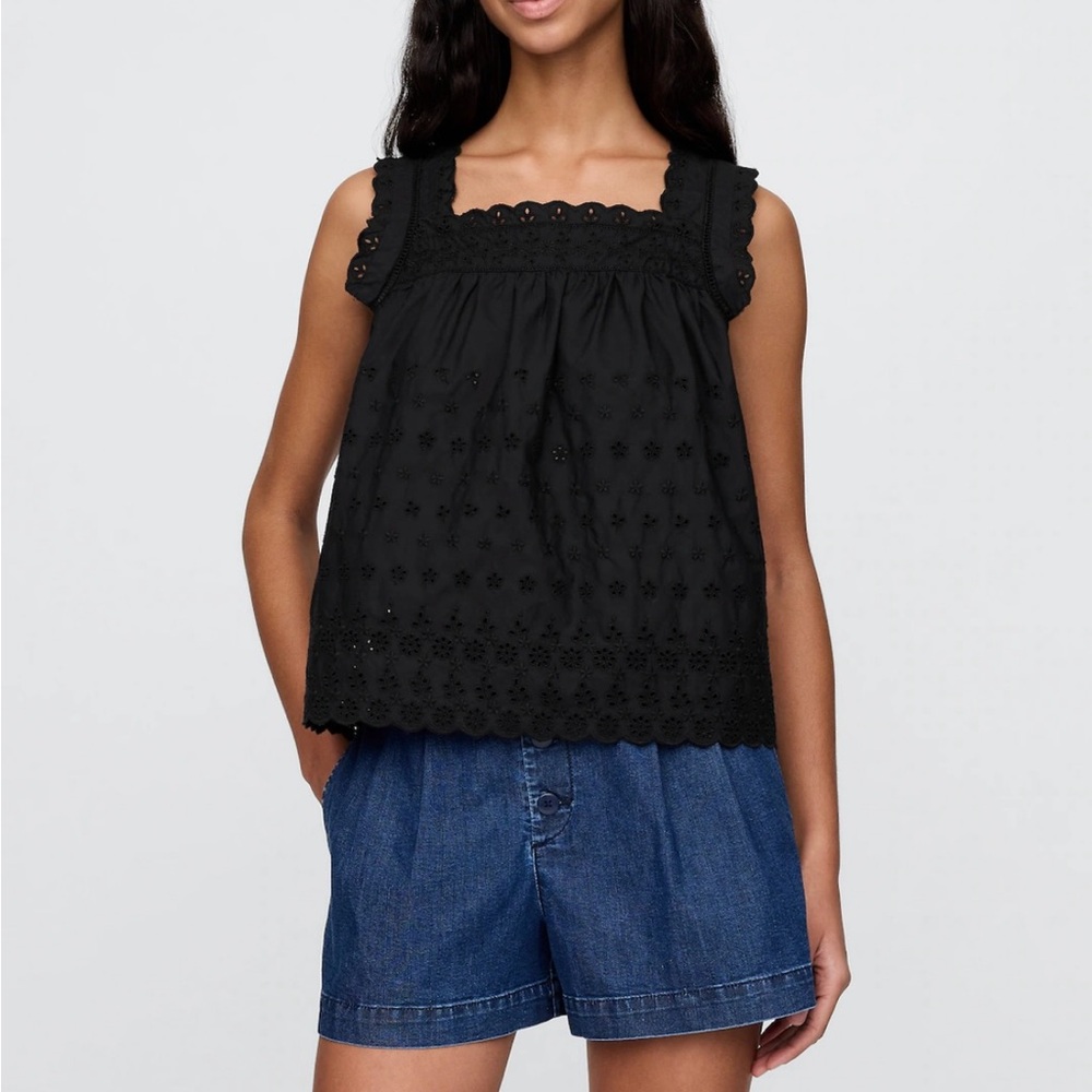 Elegant Black Eyelet Blouse